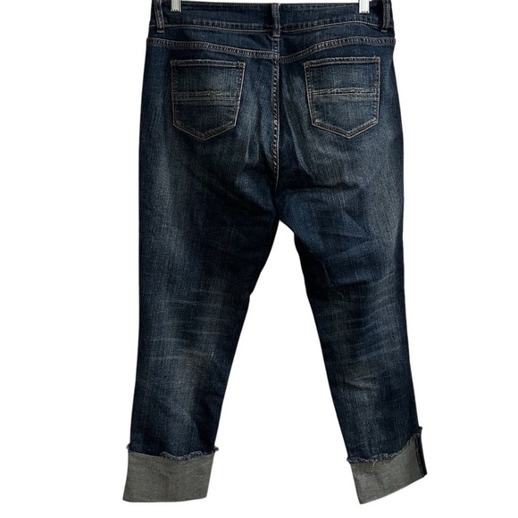 Soho Women's Curvy Boyfriend Jeans Size 10 Blue Distressed Denim Cuffs - Picture 8 of 11